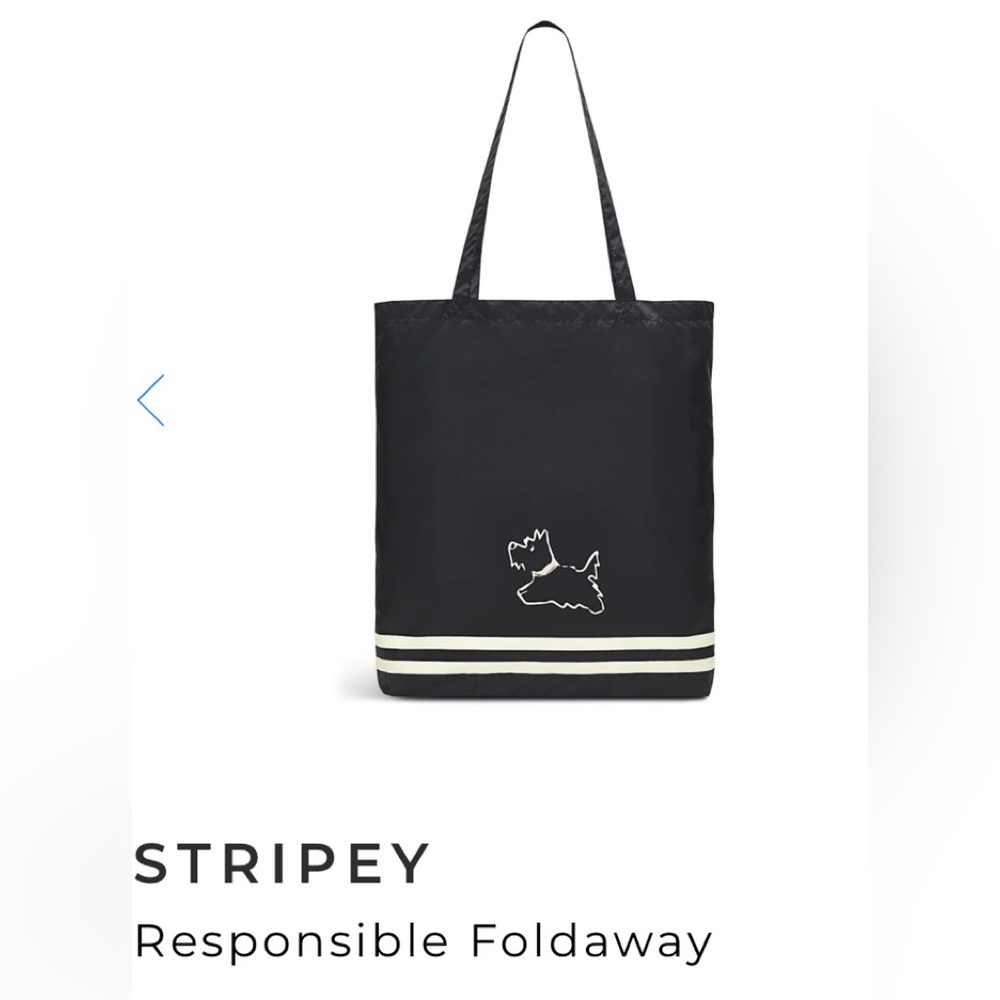 NWT Radley London Responsible Foldaway Stripey Black and White tote bag